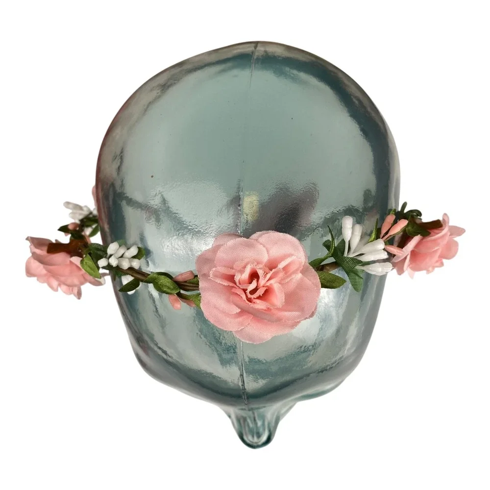 4 Pink & White Floral Crown Headband Flower Wedding Hair Accessories Women B20Q‎